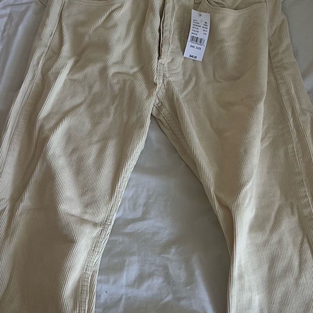Woman Cream Corduroy Pants